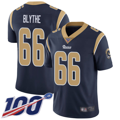 Los Angeles Rams Limited Navy Blue Men Austin Blythe Home Jersey NFL Football #66 100th Season Vapor Untouchable